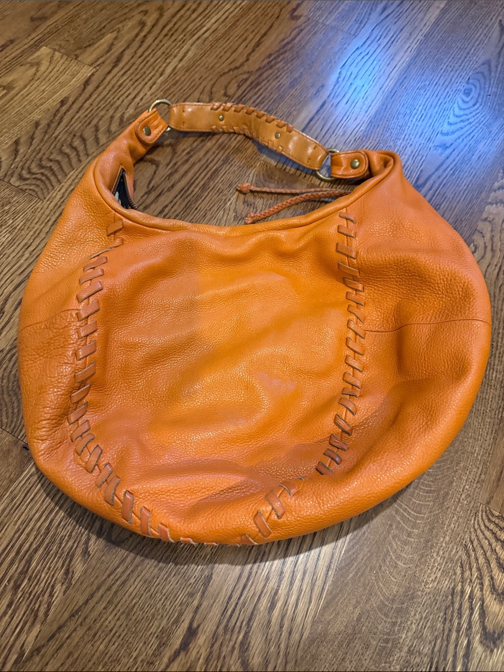 Banana Republic Orange Leather Hobo with Whipstitch Detail
